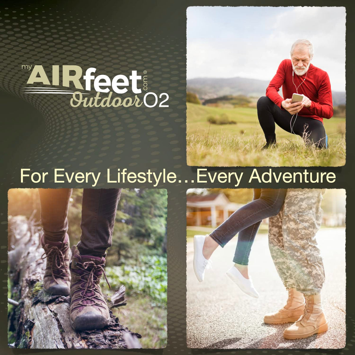 Plantillas AIRfeet Outdoor O2 Azul con Soporte Dinámico para Senderismo y Caza