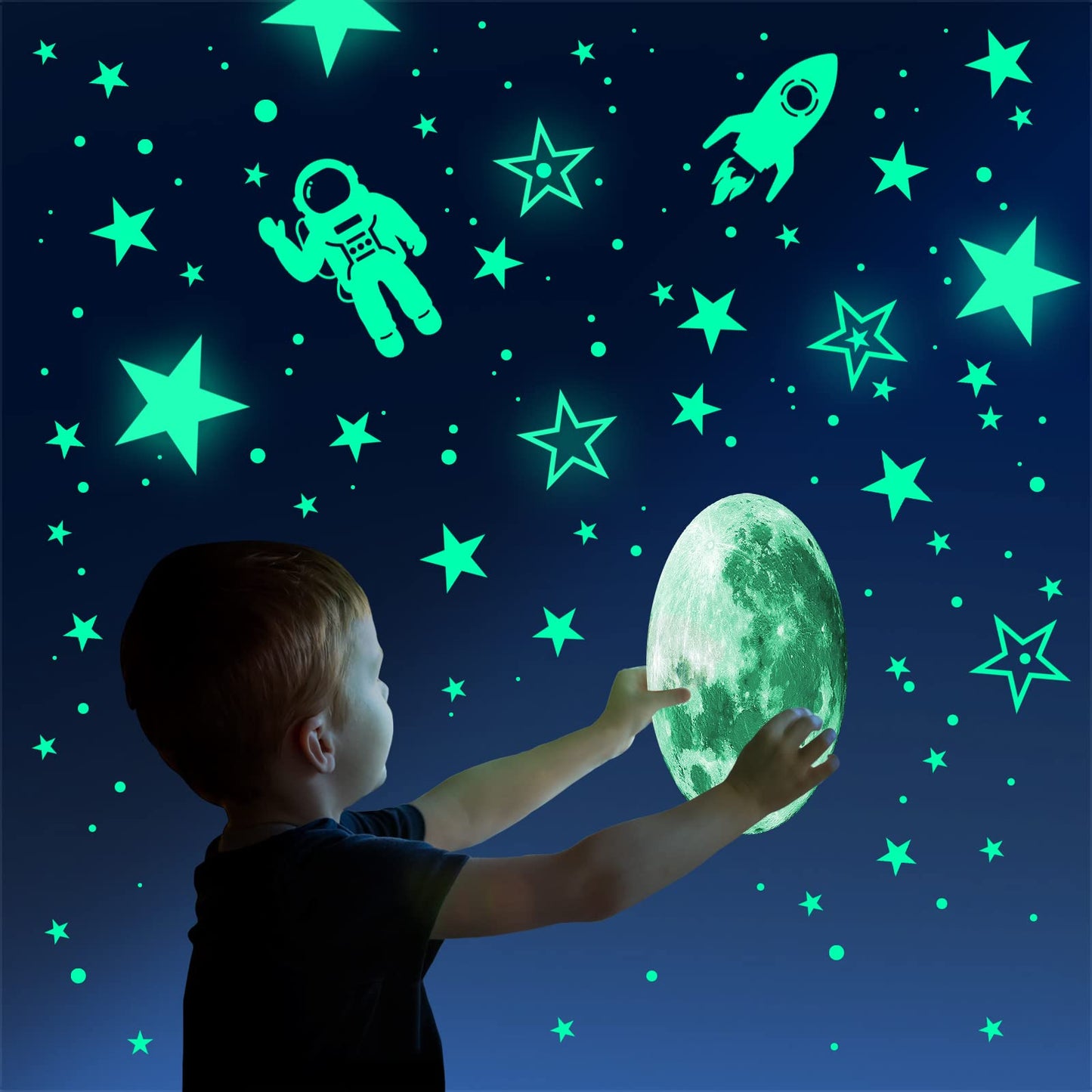 1078 piezas de estrellas que brillan en la oscuridad para planetas de techo, galaxia, espacial, guardería, pegatinas de pared, cohete, astronauta, decoración de habitación de niños y niños