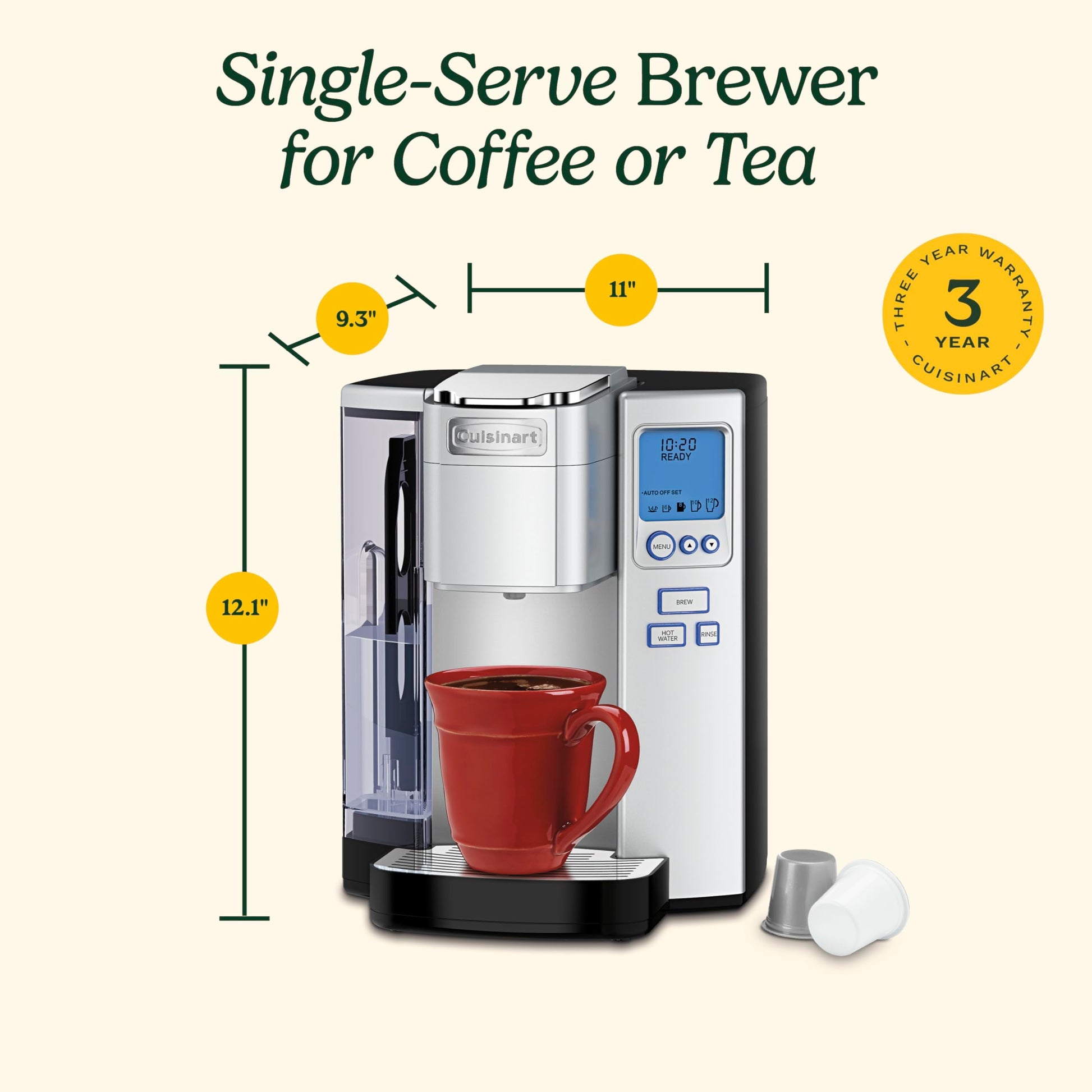 Cuisinart SS-10 Premium single-serve cafetera, acero inoxidable, Estándar, Acero inoxidable, none, 1, 1
