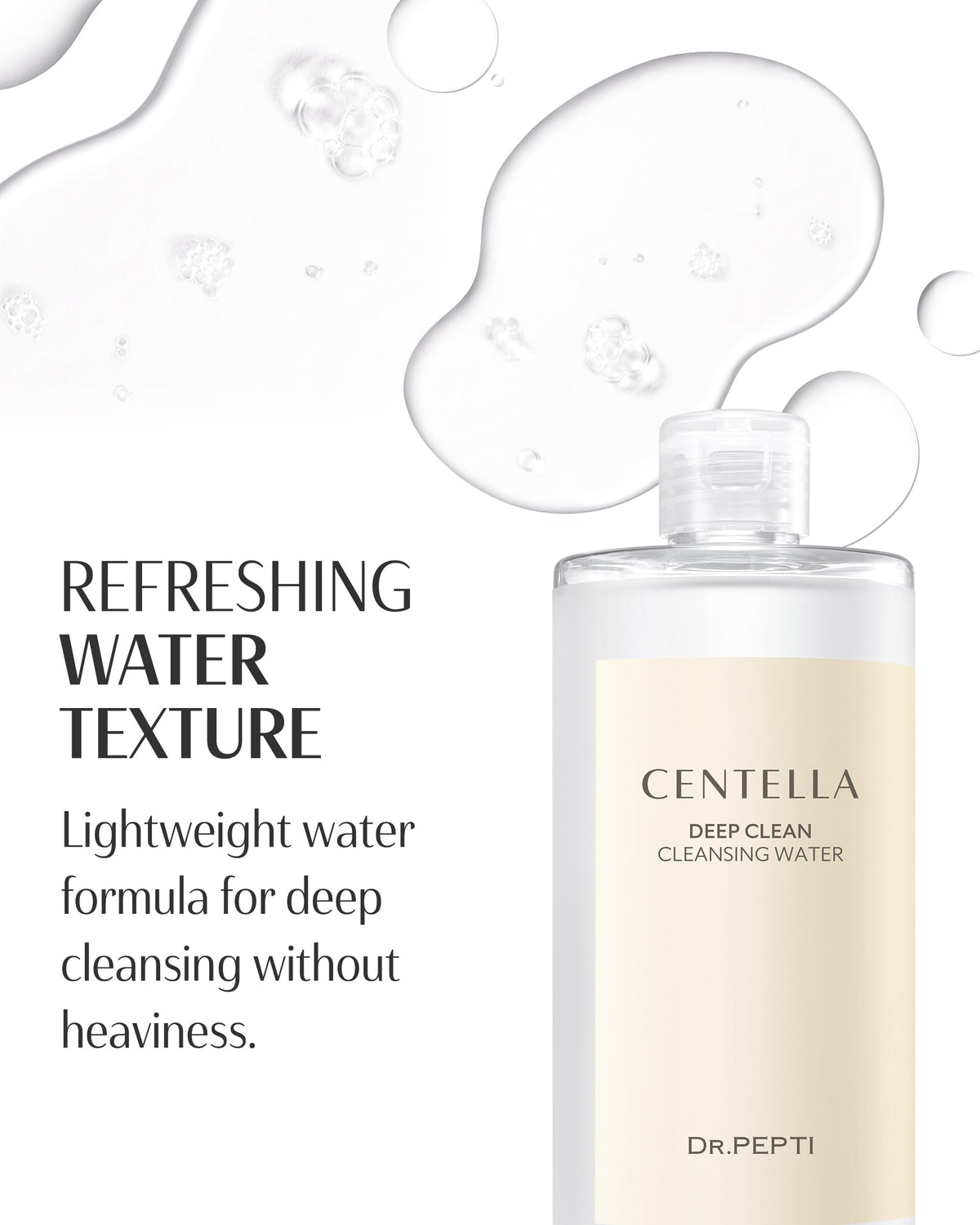 Dr.pepti Agua Limpiadora Profunda Centella - Limpiador Facial Desmaquillante Micelar Coreano - Equilibra el Ph, Hidratante, Suave para Pieles Sensibles y Secas, Amino?cidos de Manzana, P?ptidos, 13,5
