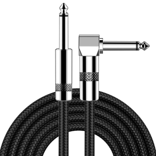 Cable de Guitarra 10 Feet New Bee, Cavo Audio Professionale, Adaptador de Audio Estéreo Balanceado Cable Trenzado de Nailon,Cable Amplificador de Bajo para Guitarra Eléctrica, Bajo, Mandolina Eléctrica, Audio Profesional (Ángulo Recto a Recto)
