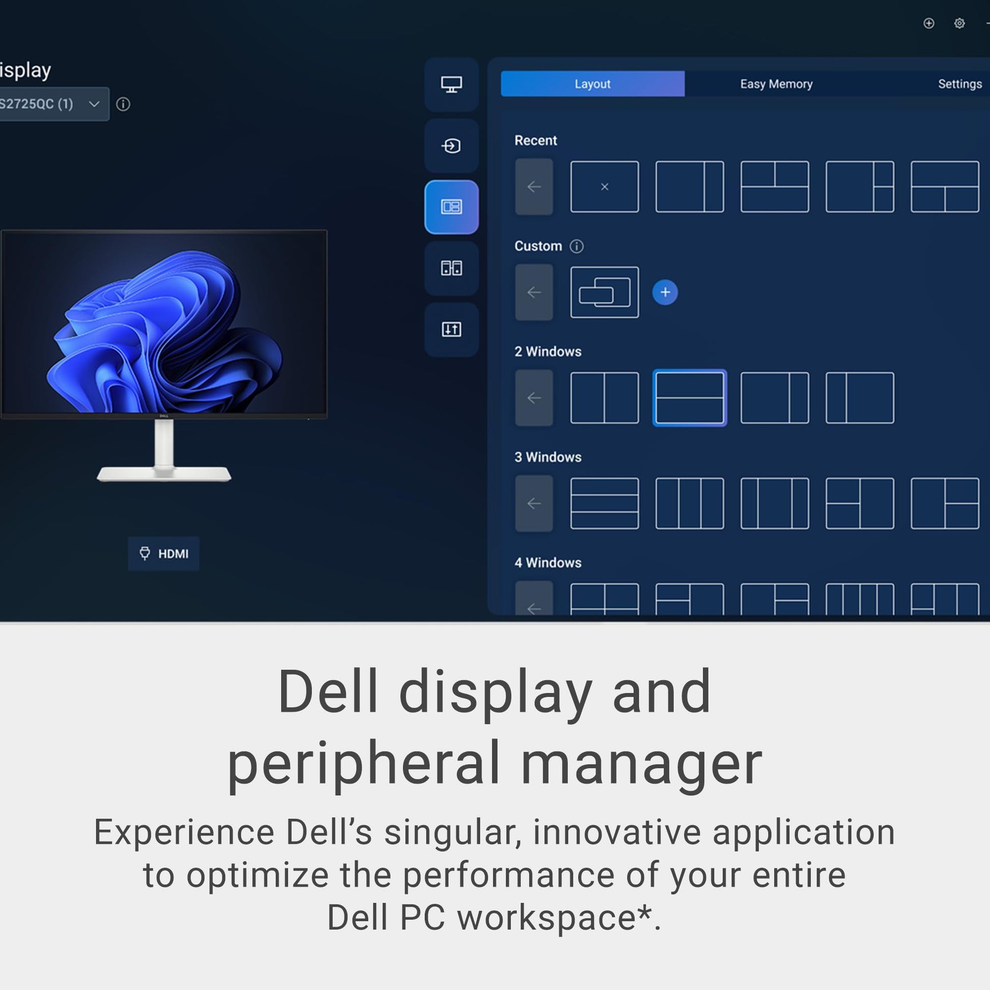 Monitor Dell 27 Plus 4K - S2725QS - visualización 4K de 27 pulgadas (3840 x 2160) 120Hz 16:9, panel IPS, AMD FreeSync Premium, sRGB 99%, altavoces integrados, relación de contraste 1500:1, Comfortview