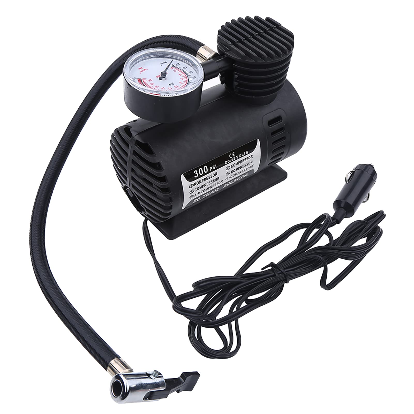TOPINCN Mini Compresor de Aire con Detector de Presión, Bomba de Neumáticos de Coche de 12 V 300 PSI para Bicicletas, Coches, Motocicletas Compresores de Aire Infladores