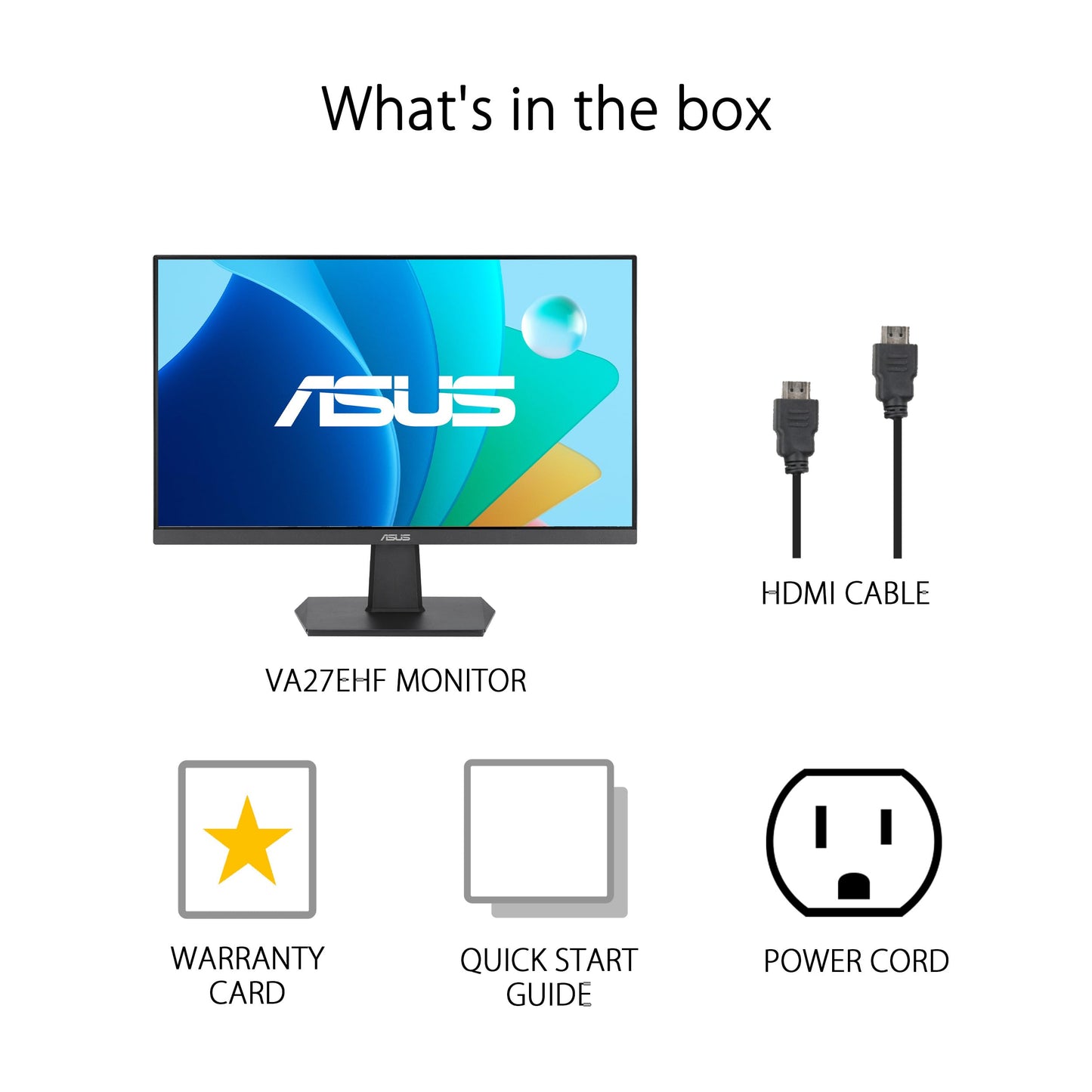 Asus Monitor Eye Care VA27EHF, 27 Pulgadas, IPS, Full HD, sin Marco, 100Hz, Adaptive-Sync, 1ms MPRT, HDMI, Low Blue Light, Flicker Free, Montaje en Pared