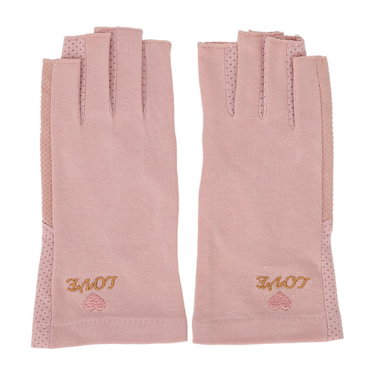 Guante de Protección UV, de Lámpara de Uñas de Algodón de Fibra sin Dedos Transpirables sin Dedos Anti UV Proteger los de Manicura Manicure Nail Art Dryer(gris rosa claro)