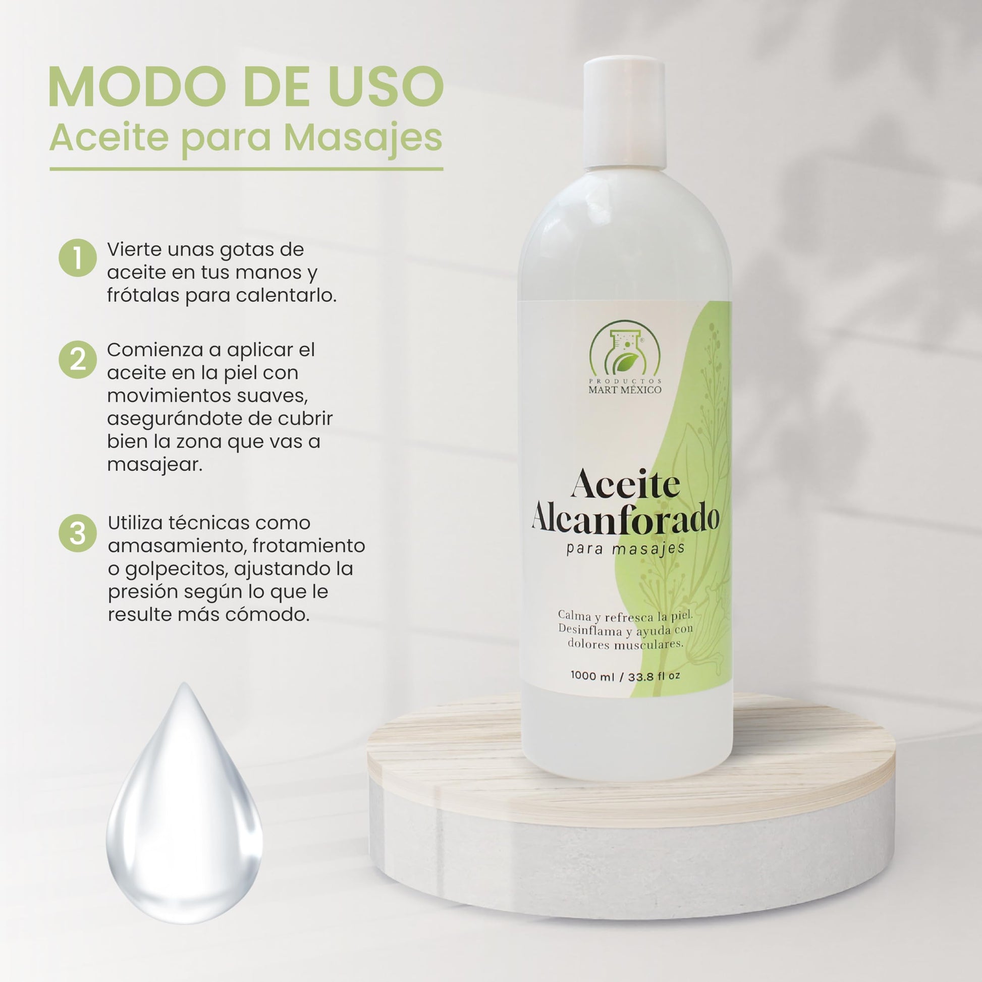 Aceite Alcanforado Productos Mart México 1 Litro Para Masajes