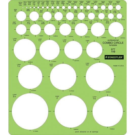 Plantilla Círculo Staedtler Verde Combo 45 Círculos 7-1/4 X 8-1/4 12 Unidades