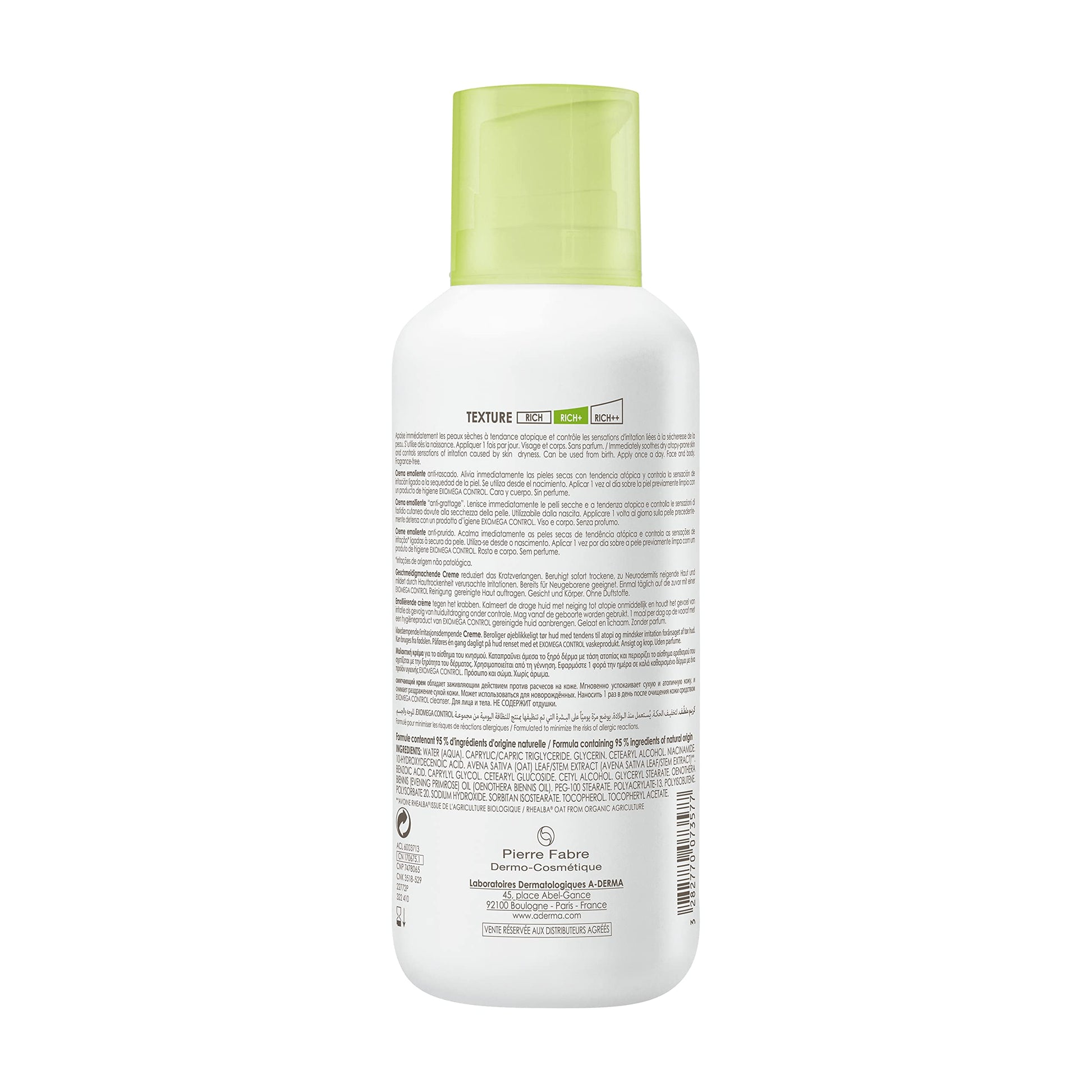 Crema Emoliente Aderma para Piel Seca y Sensible - Hidratación Profunda, 400 ml