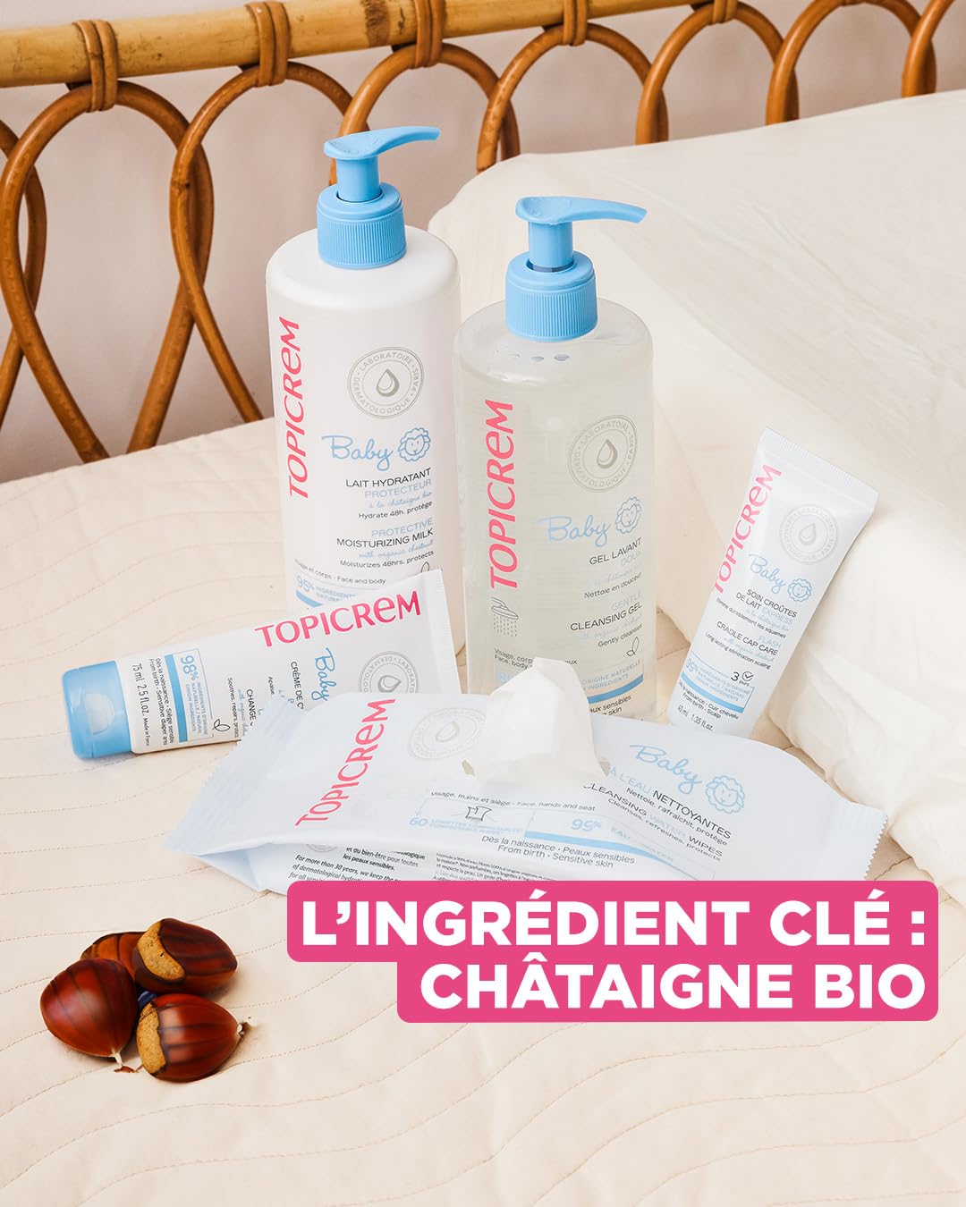 Topicrem - Baby, leche hidratante protectora para bebés, cara y cuerpo, hidratación de 48 horas, nutre, protege la piel, textura untuosa, fragancia delicada, piel sensible, fabricación francesa, 500ml
