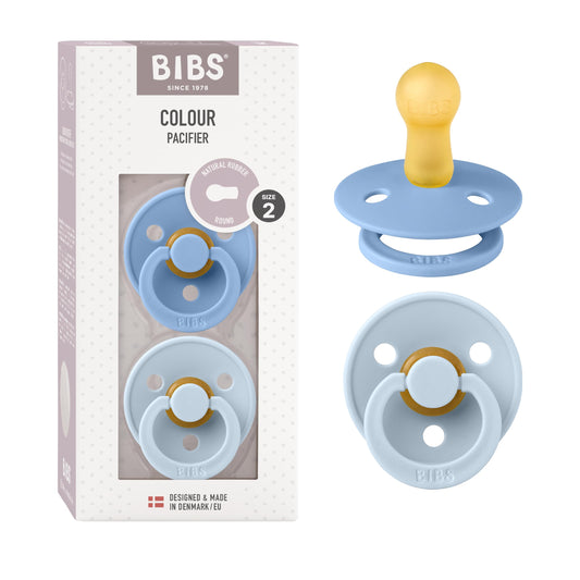 BIBS chupetes de latex caucho natural 6-18 meses 2 pza Sky Blue/Baby Blue