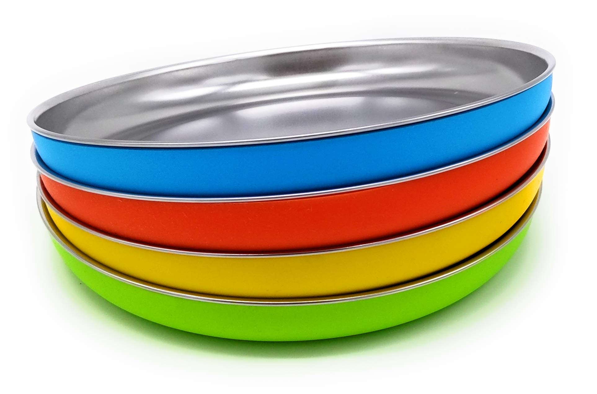 Platos de Acero Inoxidable WeeMoose Acero Inoxidable con Carcasa de Silicona para Bebés