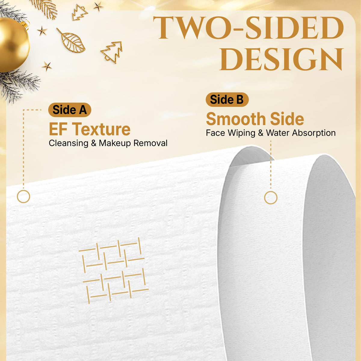 Serenorch Toallas faciales desechables navideñas XL, paquete de 50 unidades, regalos navideños para mujeres, caja magnética, pañuelos faciales ultrasuaves, toallitas desmaquillantes secas para piel se