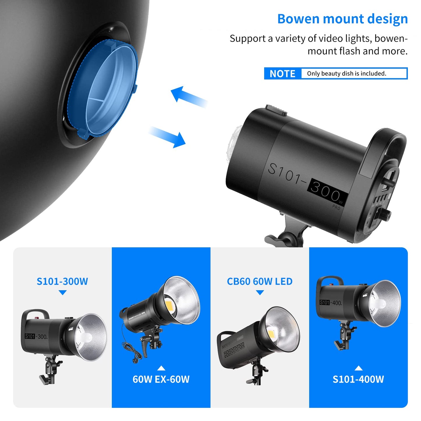 NEEWER 16"/41cm Aluminio Standard Reflector Beauty Dish