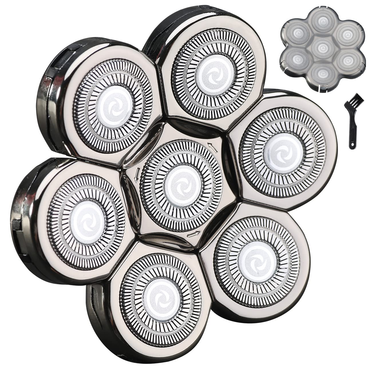 Cabezales de repuesto para afeitadora eléctrica de 7 cuchillas, cabeza de cuchilla de repuesto universal para hombres (plateado 7D)