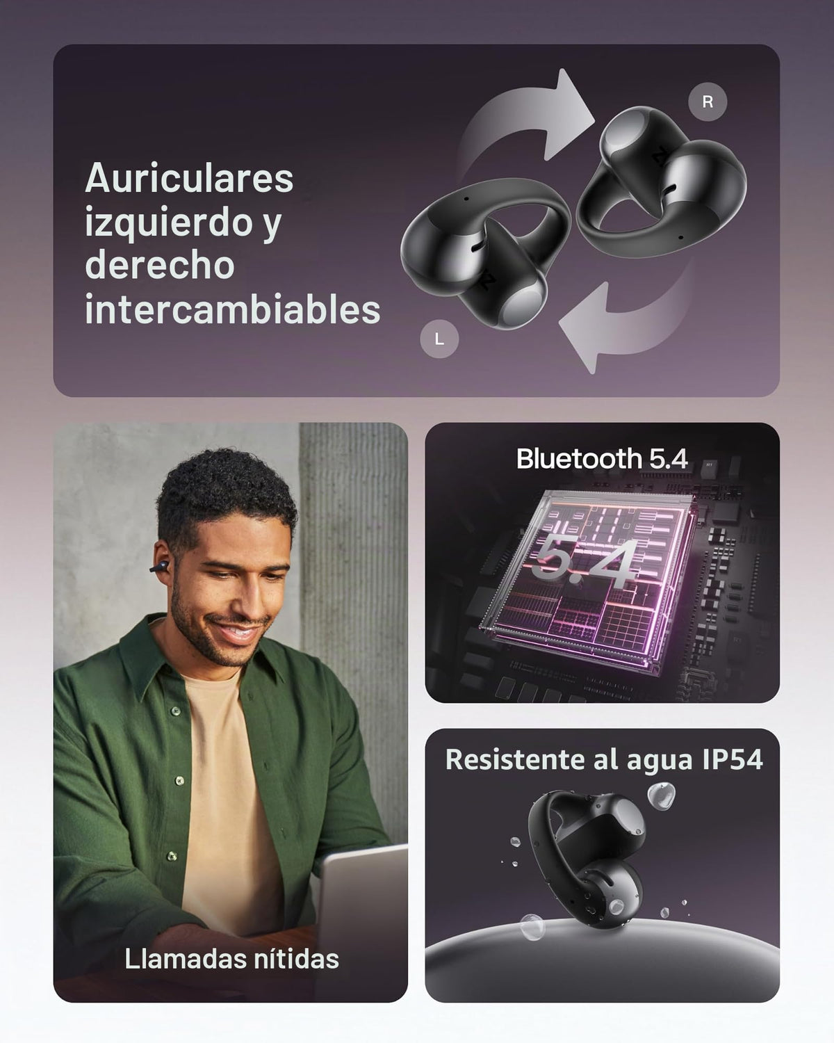 Auriculares Inalámbricos SHOKZ Negro con Micrófono y Carga Rápida Resistente al Agua Reacondicionado