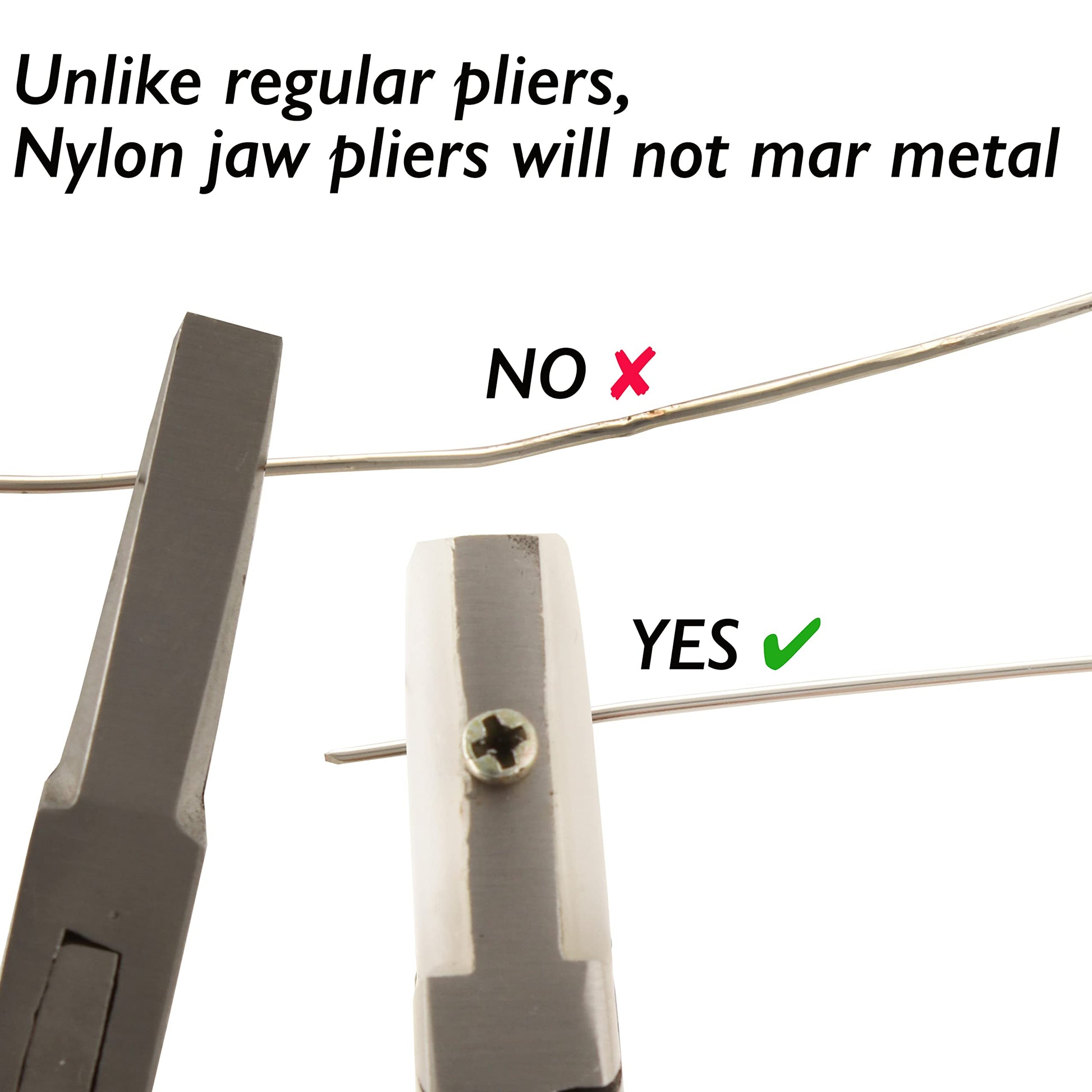 The Beadsmith Alicates de mordaza plana de nailon de 127 mm (5 pulgadas) con mango ergonómico y resortes de doble hoja. Incluye cabezales de repuesto