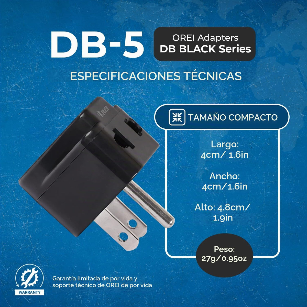 Adaptador Universal Tipo B Orei Negro 2 en 1 Juego de 4 Piezas