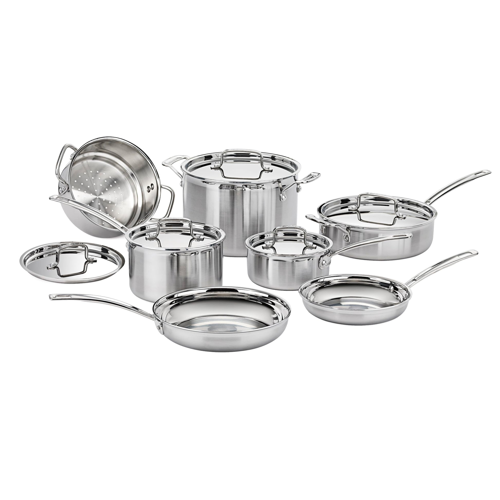 Cuisinart: MultiClad Pro - Set de utensilios y sartenes de cocina de acero inoxidable, Juego de 12 piezas