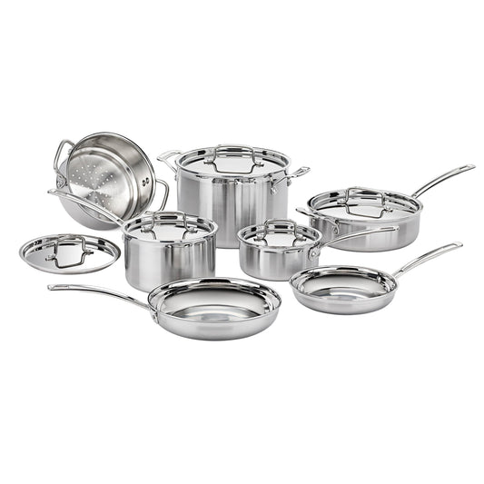 Cuisinart: MultiClad Pro - Set de utensilios y sartenes de cocina de acero inoxidable, Juego de 12 piezas