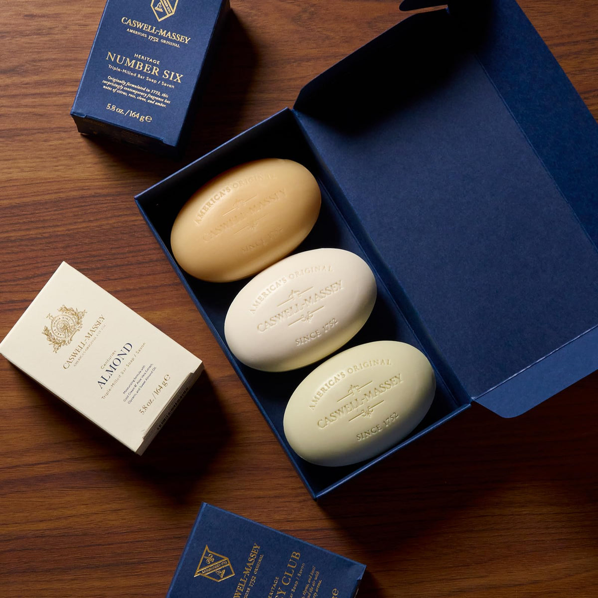 Caswell-Massey Triple Milled Luxury Bath Soap Presidential Collection – 3 Assorted Fragrances - 5.8 Ounces Each, 3 Bars