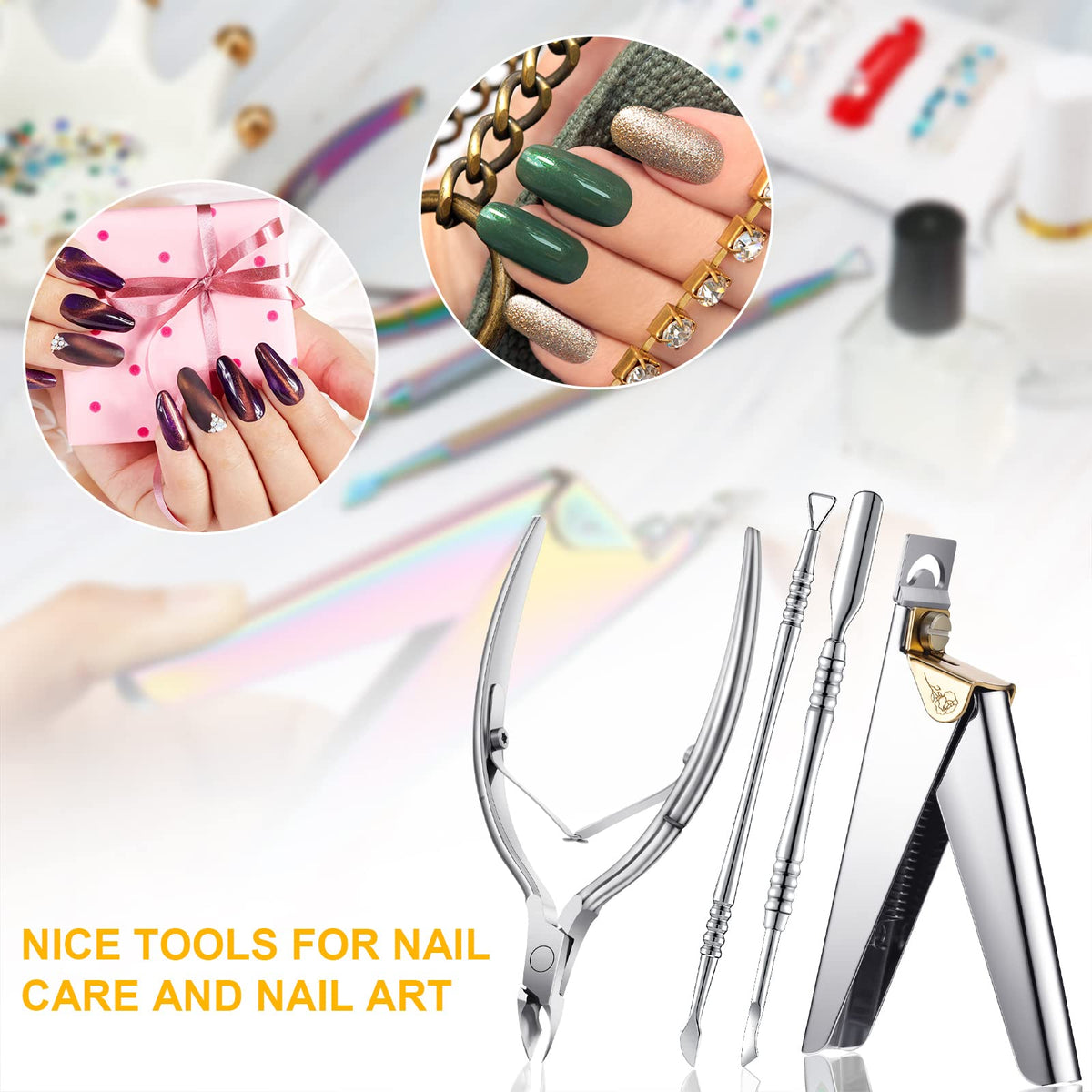 Cortauñas de Acero Inoxidable Plata Set Manicura para Uñas Acrílicas