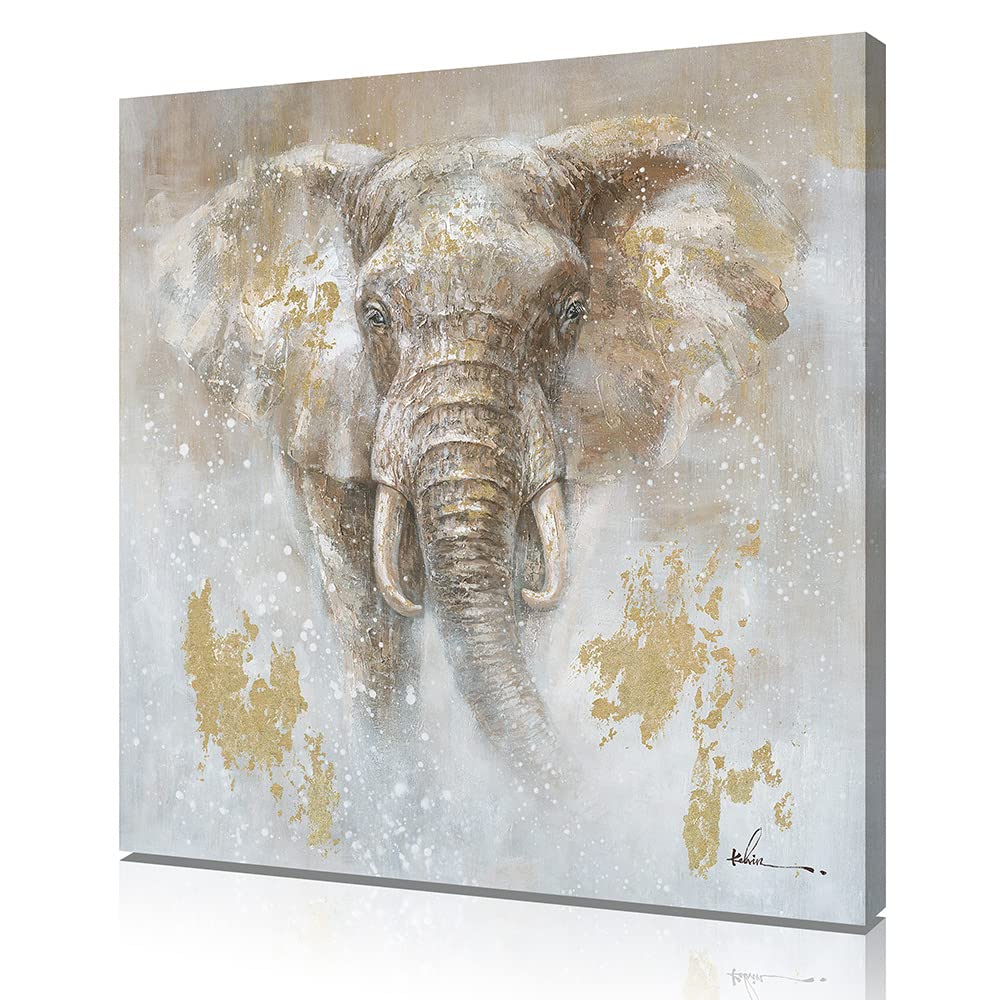 lona decorativo de pared con diseño de elefante para habitación de niños, guardería, decoración de pared (panel de 24 x 24 x 1 panel, hoja dorada)