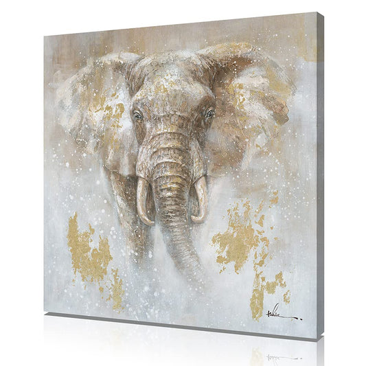 lona decorativo de pared con diseño de elefante para habitación de niños, guardería, decoración de pared (panel de 24 x 24 x 1 panel, hoja dorada)