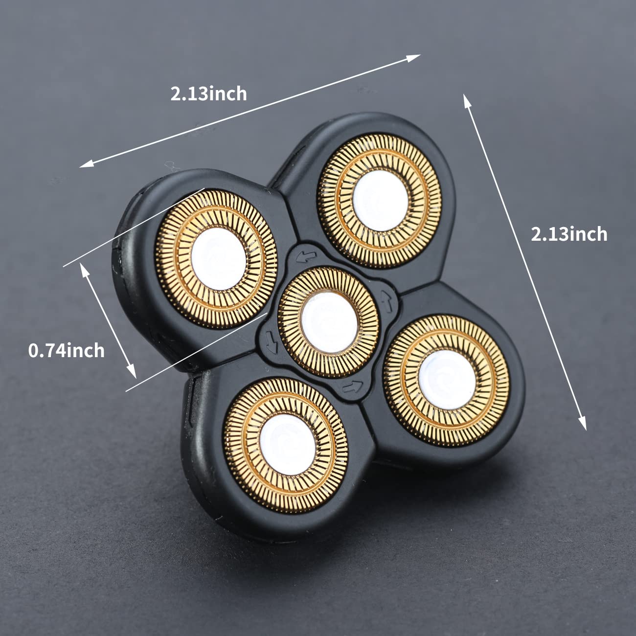 Cabezales de repuesto para afeitadora de cabeza de 5 cuchillas, cuchillas de repuesto universales para afeitadora de cabeza de cuchilla eléctrica para hombres (oro 5D)