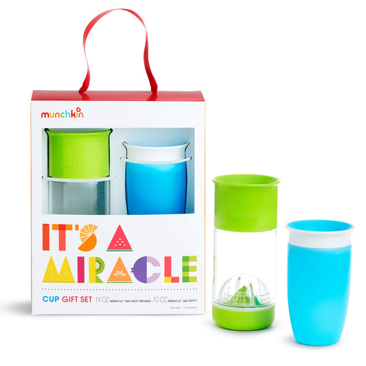 Set de Regalo Munchkin Azul Verde con Vaso y Infusor de Frutas Miracle