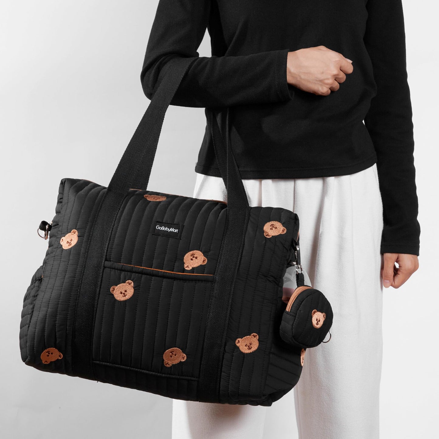 GOBABYMART - Juego de 3 bolsas de pañales, bolsa de hospital para trabajo y parto, bolsa de viaje de maternidad con cambiador y estuche para chupete