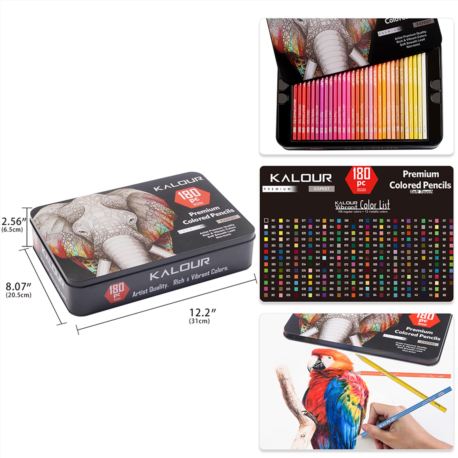 Ccfoud 180 Lápices de Colores, Juego de Dibujo Profesional, Numerados, Lápices de Colores de Núcleo Suave Para Adultos, Sombreado, Coloreado, Mezcla y Capas