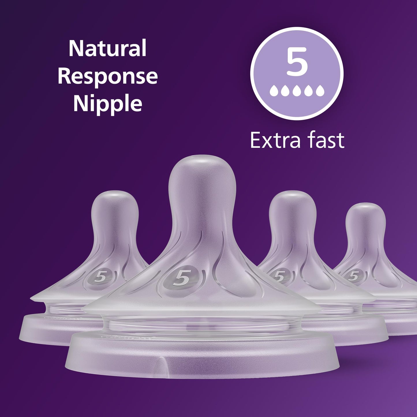Pezones Philips Avent Respuesta Natural Flujo Extra Rápido Paquete de 4