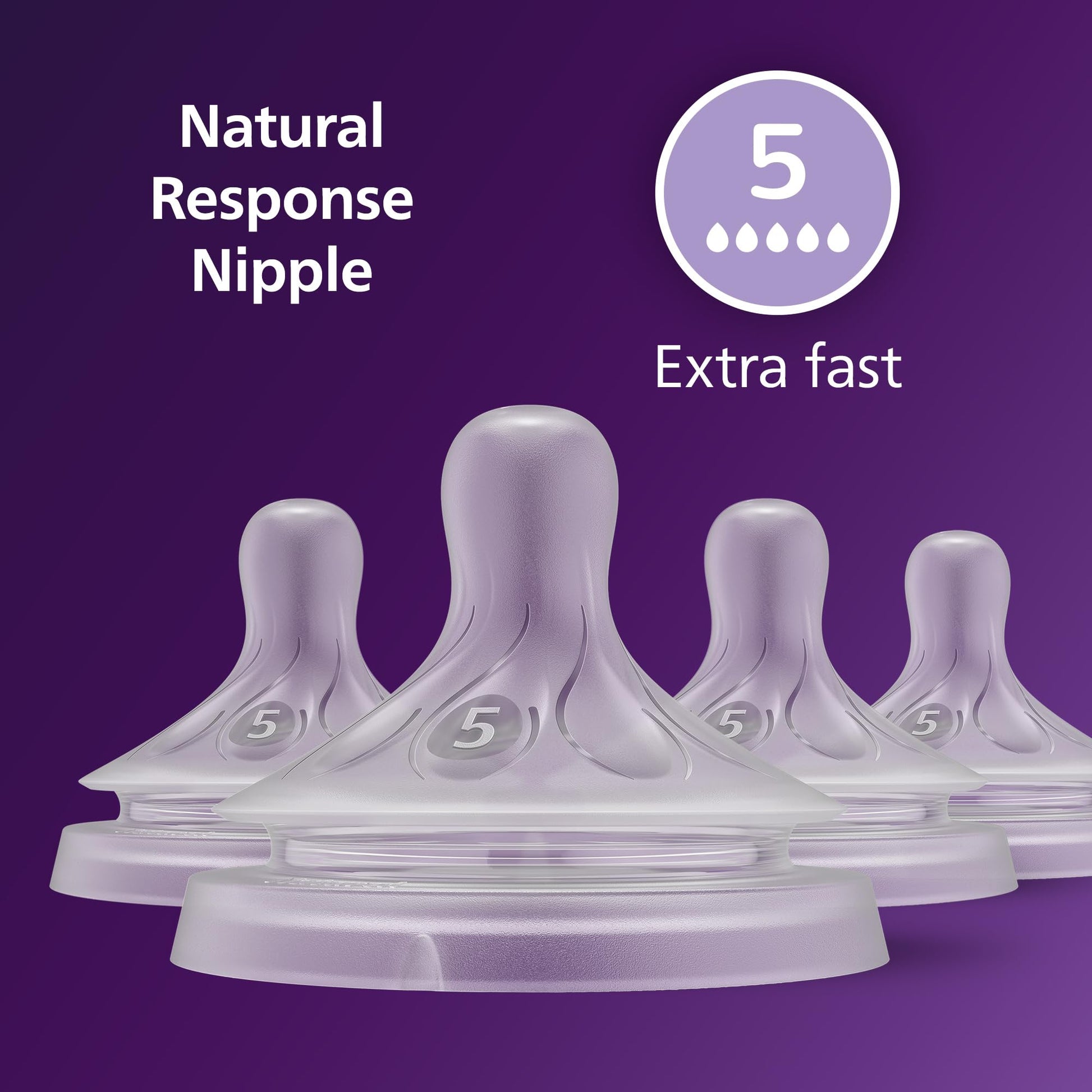 Pezones Philips Avent Respuesta Natural Flujo Extra Rápido Paquete de 4