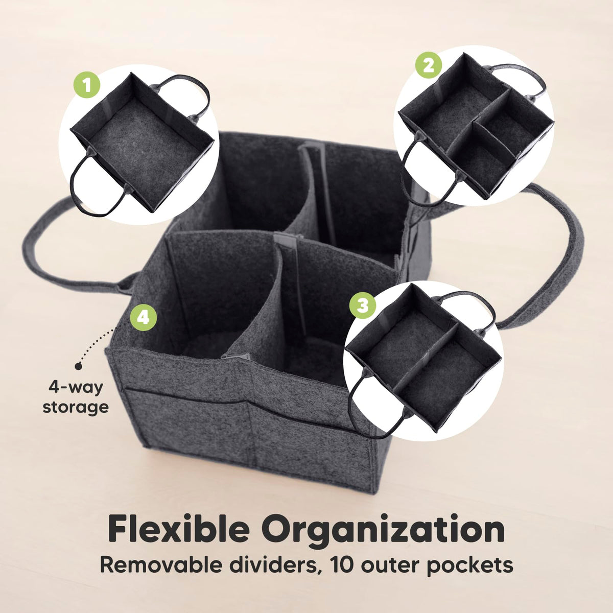 KeaBabies Organizador de pañales para bebé con asa, portátil (gris místico)