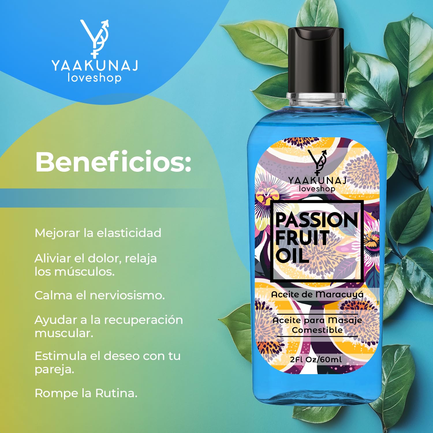 Aceite Para Masajes YAAKUNAJ Sabor Passion Fruit