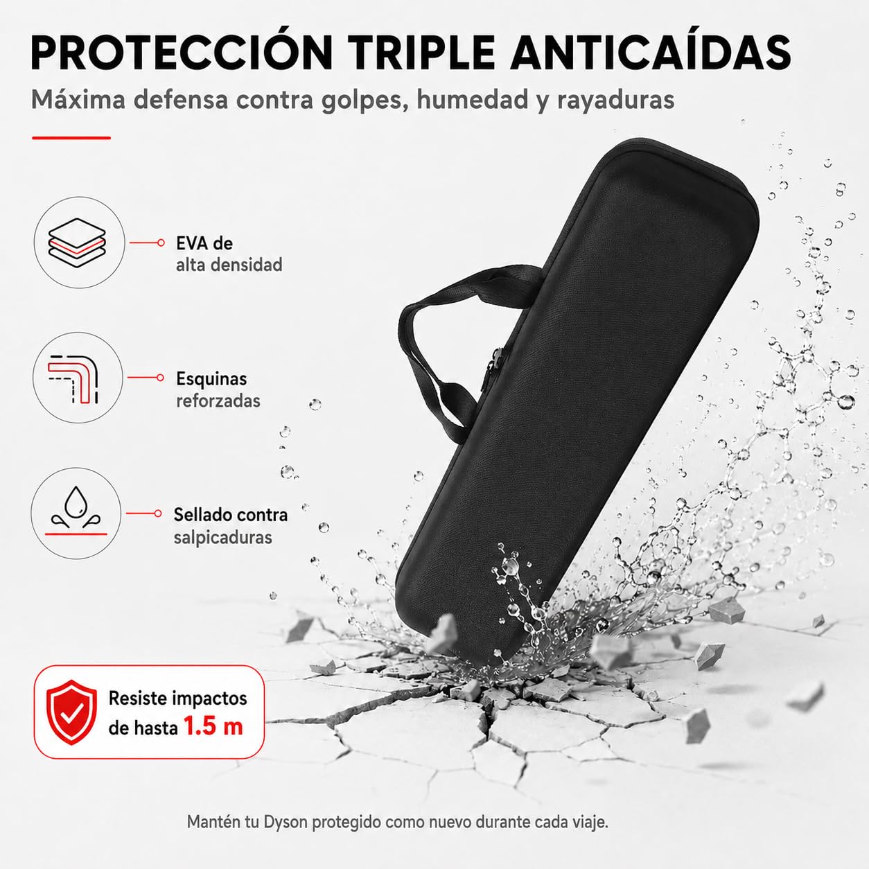 TYEGDAVD Estuche de Viaje Rígido para Dyson Airstrait | Ultradelgado 14cm Cumple con Equipaje de Mano, Protección 3 en 1 Anticaídas Impermeable + Bolsa de Malla para Cable de Carga