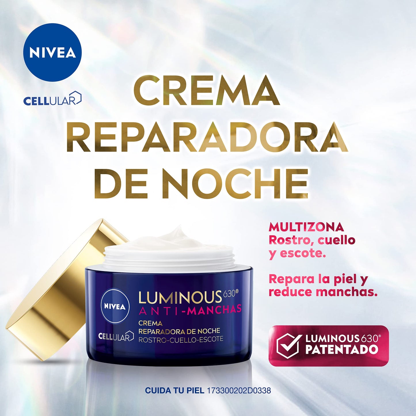 NIVEA Cellular Luminous630 Anti - Manchas Crema Reparadora de Noche para Mujer (50 ml) + Cellular LUMINOUS630 Anti - manchas Fluido Facial Aclarador de Piel Protección Solar FPS50 (40 ml)