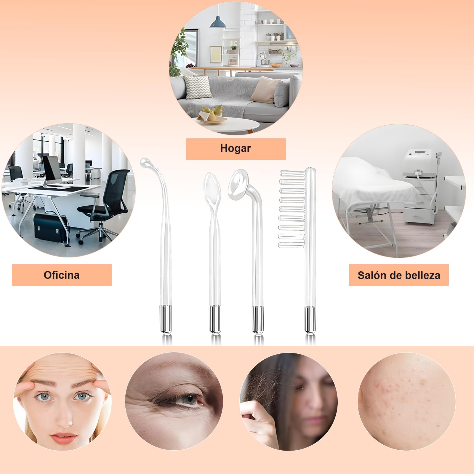 LEKOU Alta Frecuencia Estetica Facial Profesional, Facial De Alta Frecuencia Para Eliminar Arrugas y Manchas De La Piel, Masaje Facial Mejora El Cuidado De La Piel y Los Folículos Pilosos