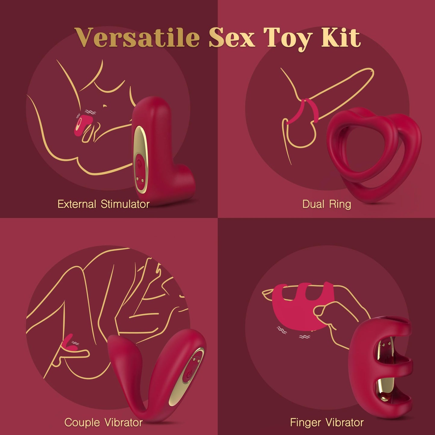 Kit Vibrador Tracy's Dog Versátil Juego para Adultos con Control Remoto para Mujeres y Parejas