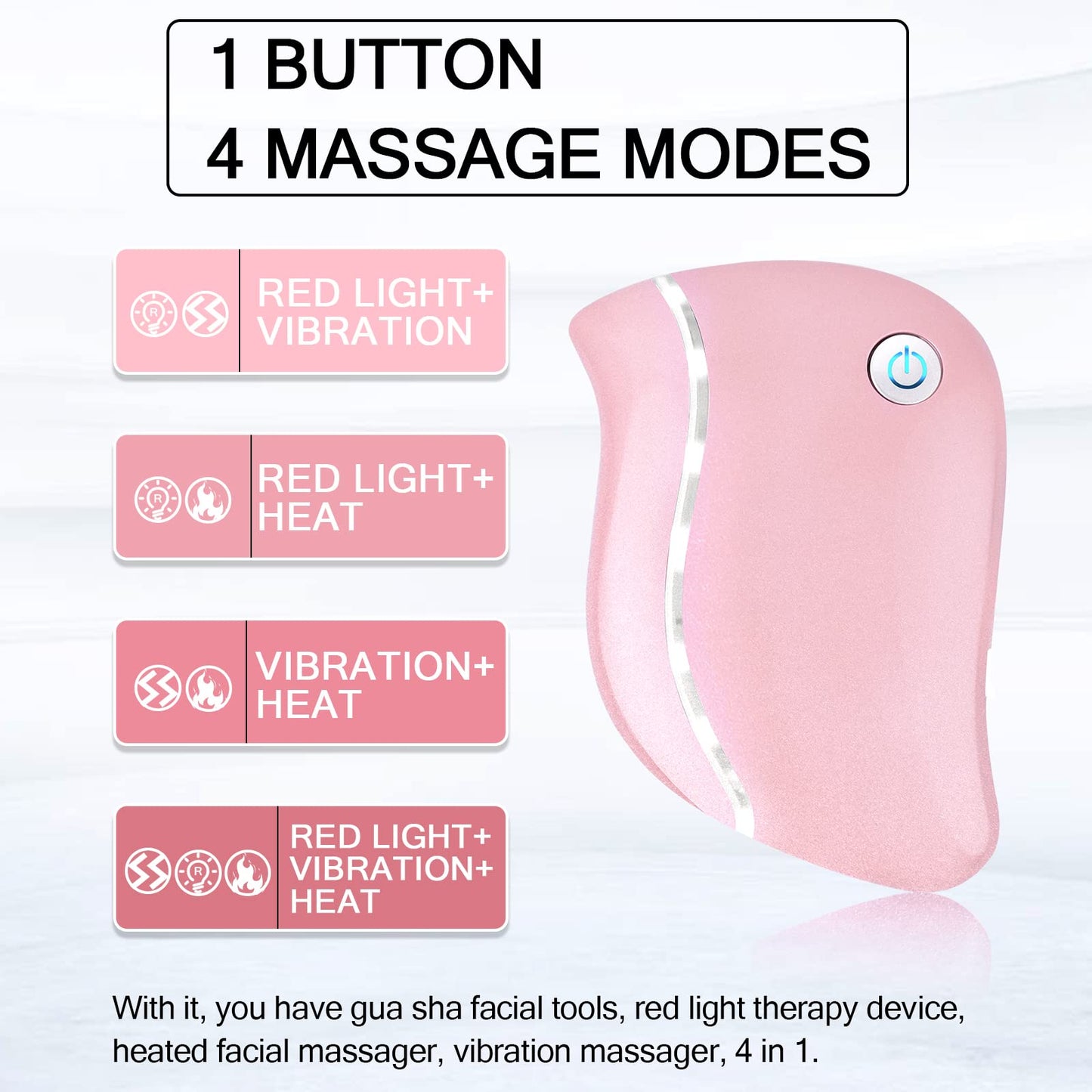 Herramientas faciales eléctricas Gua Sha, masajeador facial multifunción 4 en 1, mejora el contorno facial, despierta la piel, cuidado profundo