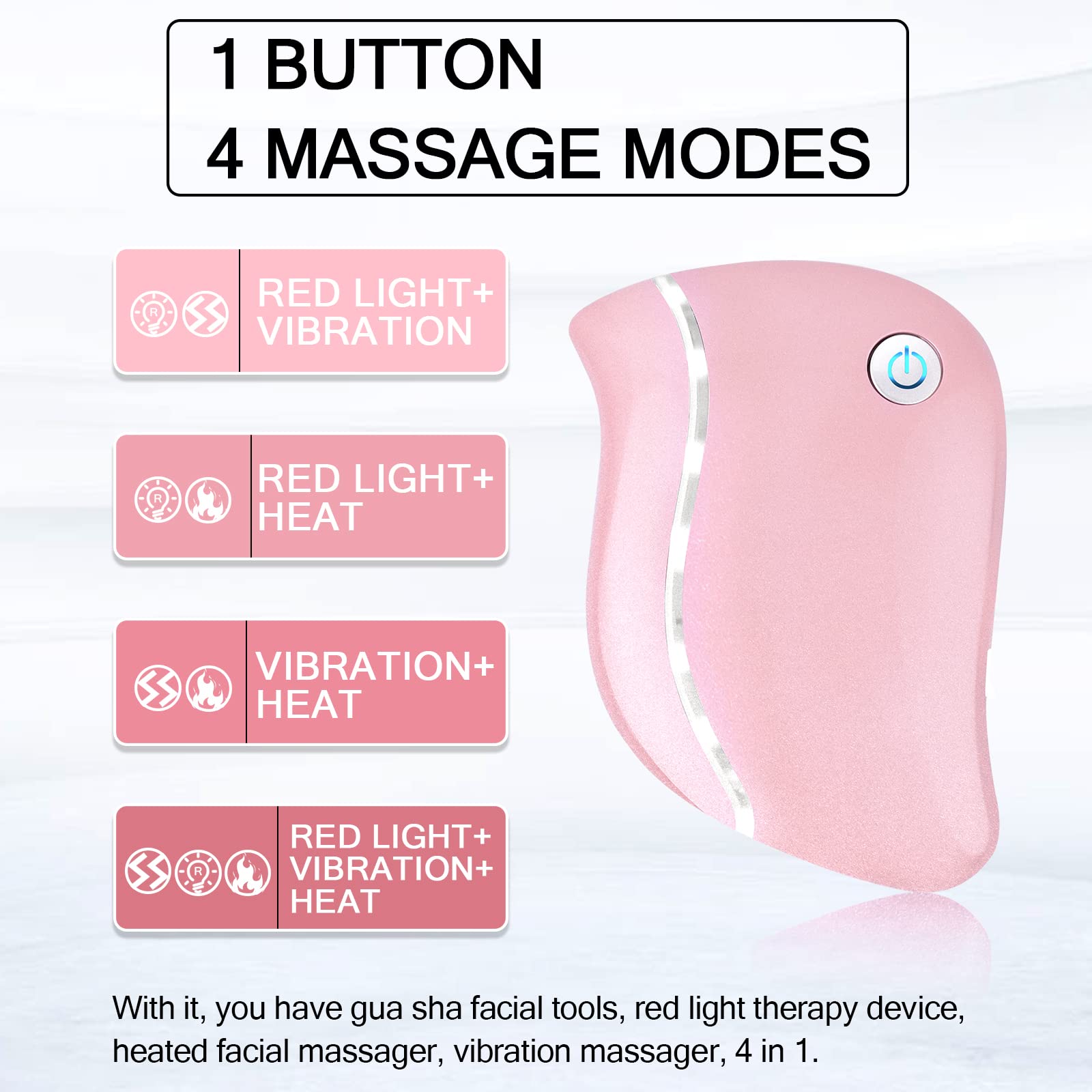 Herramientas faciales eléctricas Gua Sha, masajeador facial multifunción 4 en 1, mejora el contorno facial, despierta la piel, cuidado profundo