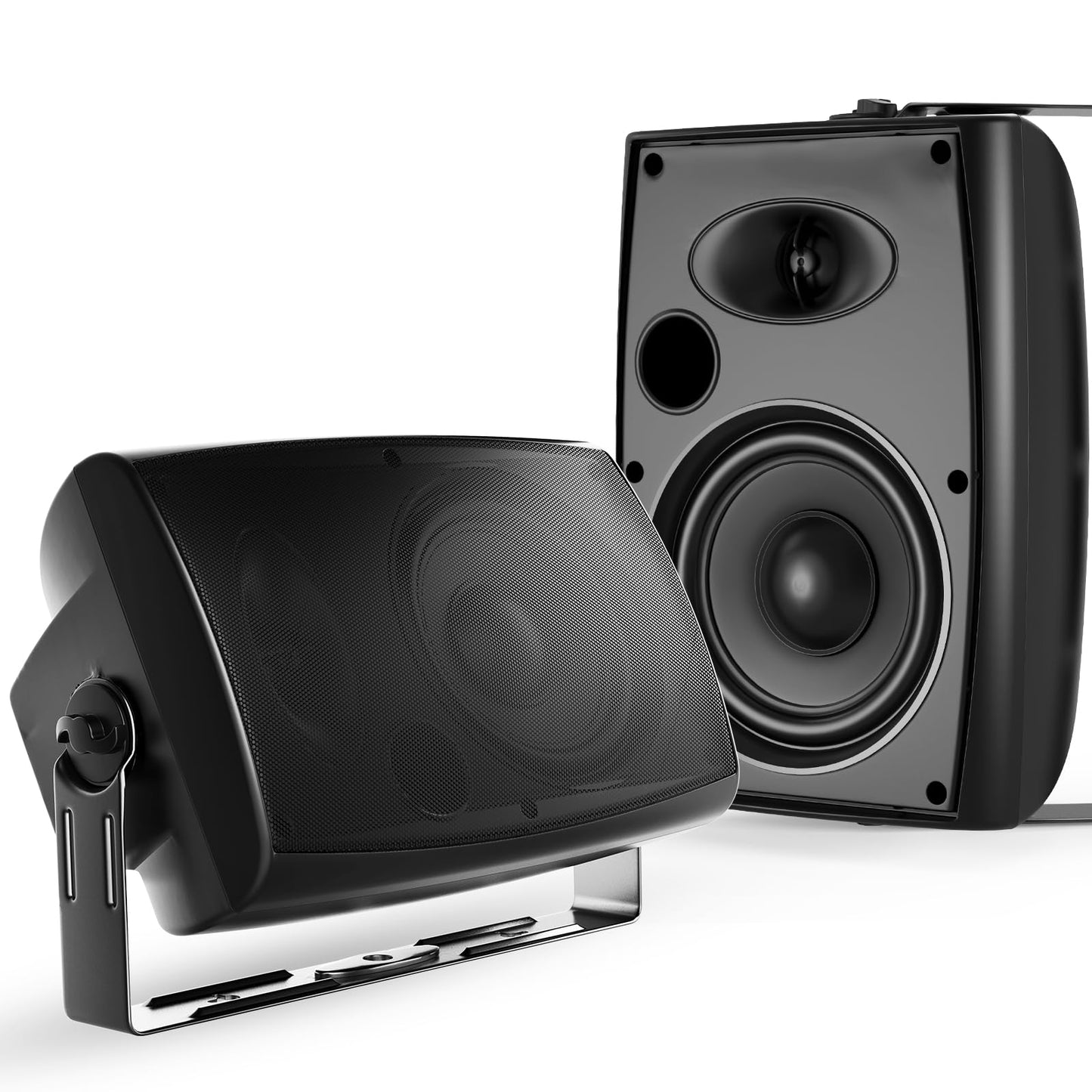 STUDIOFINIX - Altavoces Bluetooth para Exteriores de 6.5 Pulgadas, 400 W, Impermeables, con Cable, Sistema de Altavoces Impermeables para Patio, hogar, Piscina, terraza, Patio Trasero (par), Negro