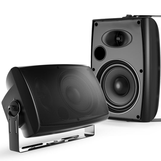 STUDIOFINIX - Altavoces Bluetooth para Exteriores de 6.5 Pulgadas, 400 W, Impermeables, con Cable, Sistema de Altavoces Impermeables para Patio, hogar, Piscina, terraza, Patio Trasero (par), Negro