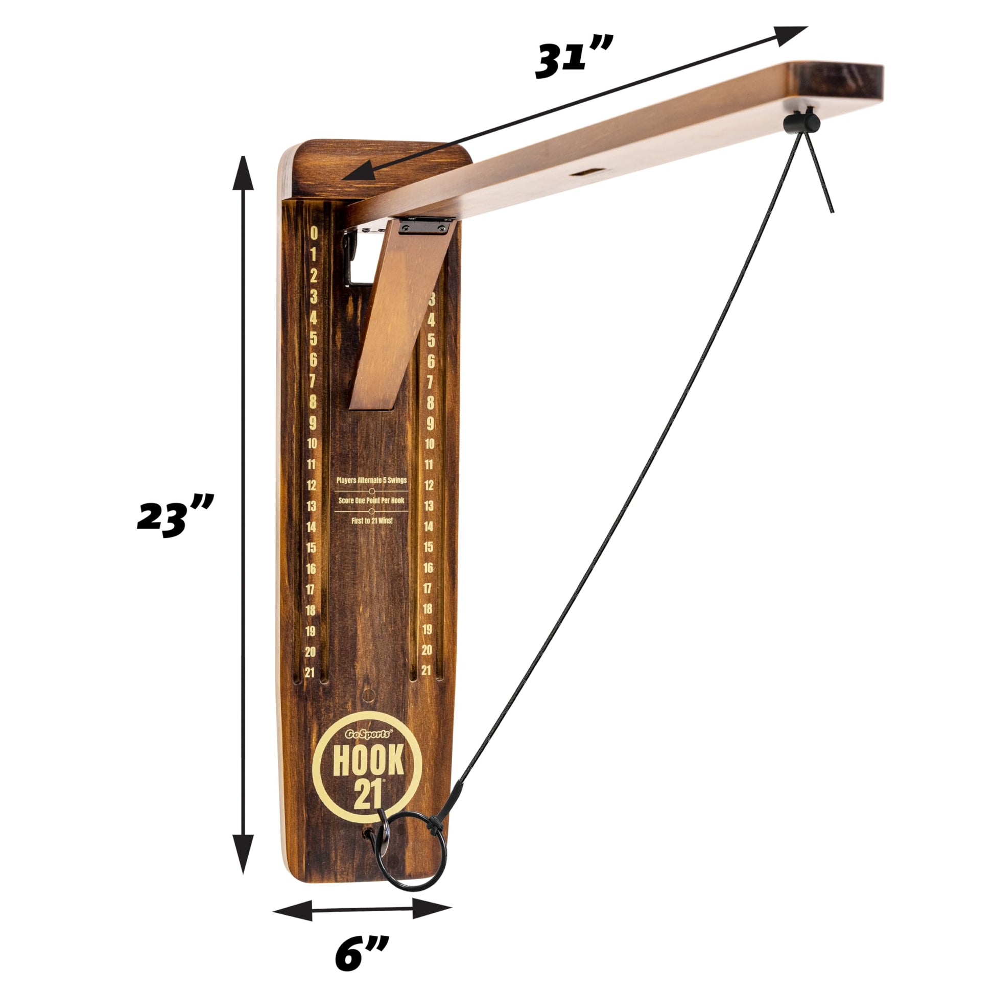 GoSports Hook 21 Juego de Columpio para Montaje en Pared, Juego en Interiores o Exteriores con Brazo Plegable