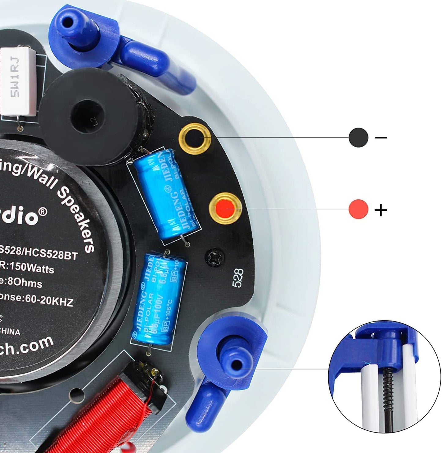 Herdio Sistema de Altavoces Compatible with Bluetooth de 5.25 Pulgadas, Montaje Empotrado en el Techo, Perfecto para Interiores y Exteriores, Dormitorio, baño, porches Cubiertos (4 Altavoces)