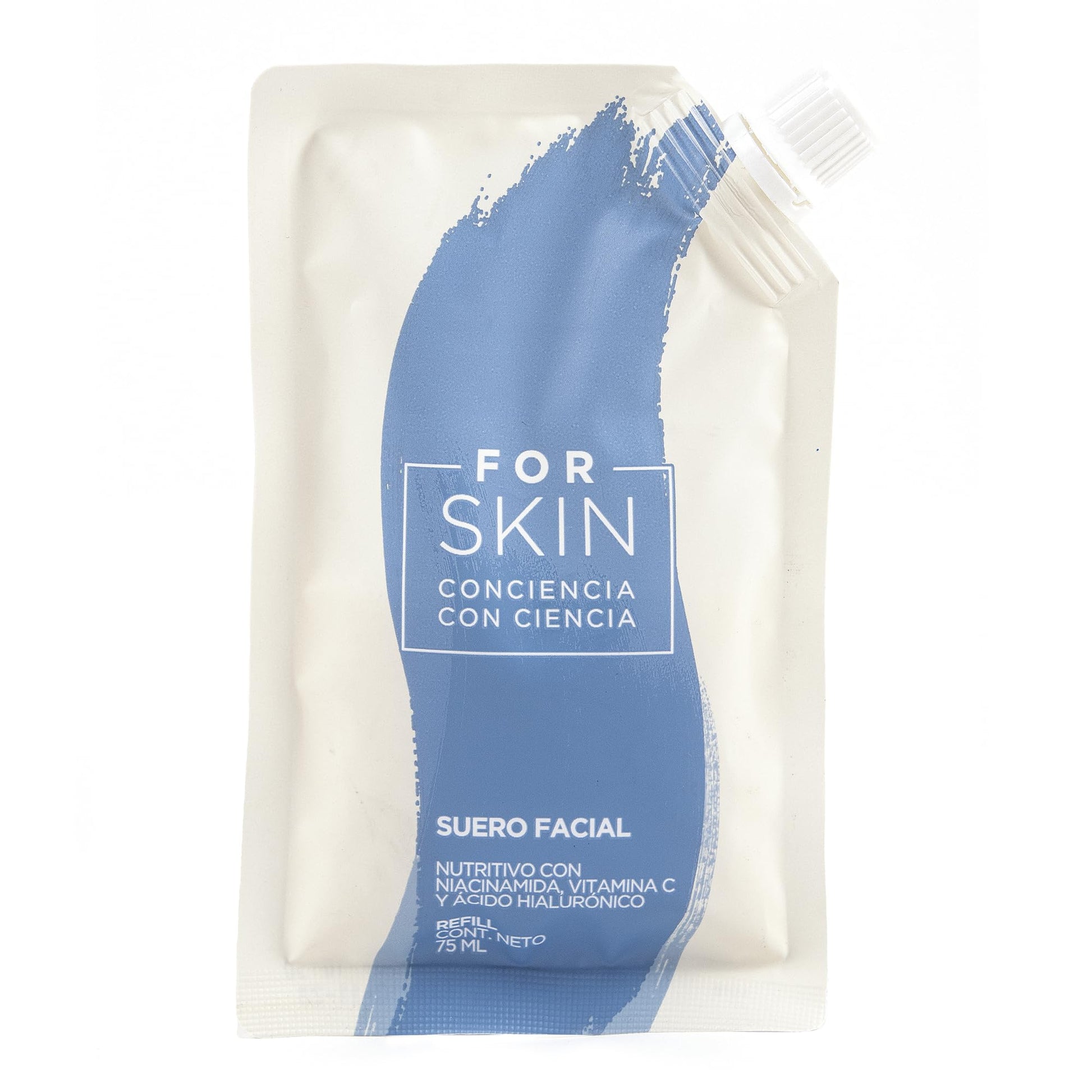 For Skin Suero nutritivo regenerador 75 ml | Vitamina C, niacinamida, coenzima Q-10, ácido hialurónico y colágeno | Extractos de Aloe Vera y Manzanilla | Refill