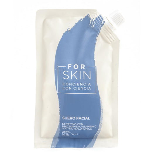 For Skin Suero nutritivo regenerador 75 ml | Vitamina C, niacinamida, coenzima Q-10, ácido hialurónico y colágeno | Extractos de Aloe Vera y Manzanilla | Refill