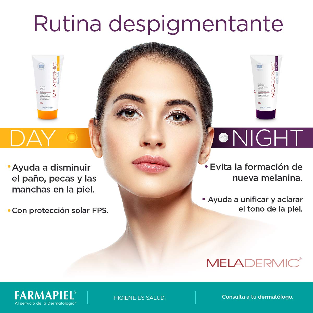 MELADERMIC Night Crema Facial Despigmentante de Noche | Unifica el Tono de Piel | Disminuye la Apariencia de Manchas | Hidratación Profunda | Antimanchas con Ácido Láctico | 25 gr