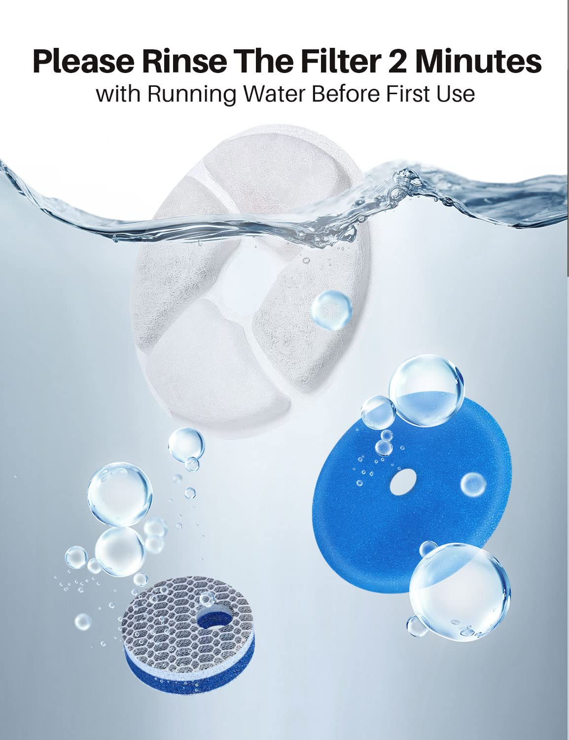 Filtros de Fuente de Agua para Gatos TBC PET Filtación Triple Ciclo Repuesto 86 oz 2.6 L