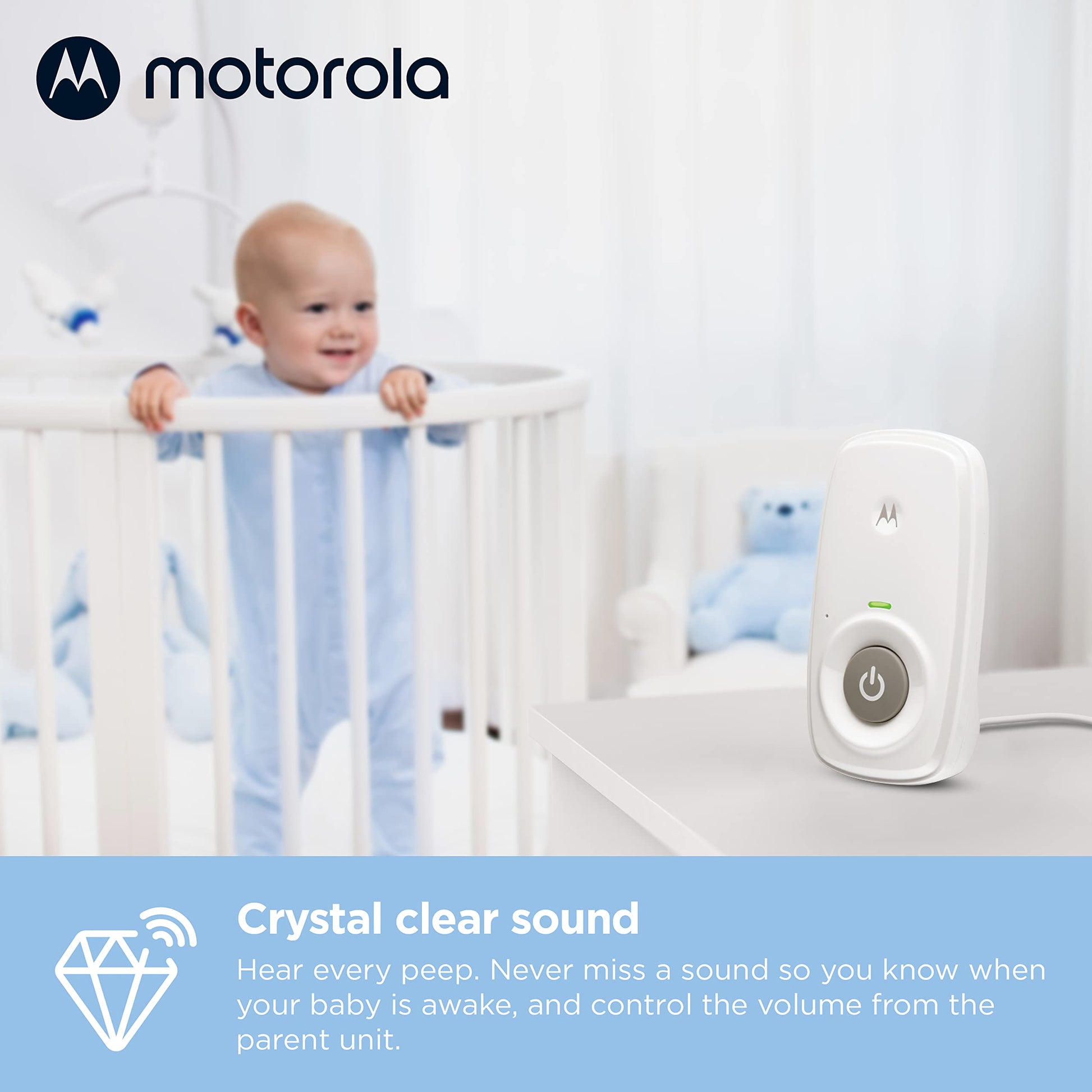 Baby Monitor Motorola de audio para bebé con tecnología DECT que no interfiere con la frecuencia Wi Fi